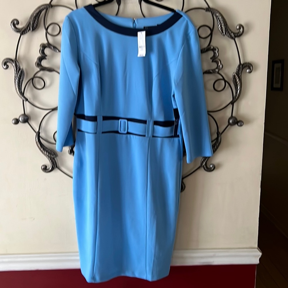 Beautiful Blue ColorBlock Trim in Navy Blue Dress.